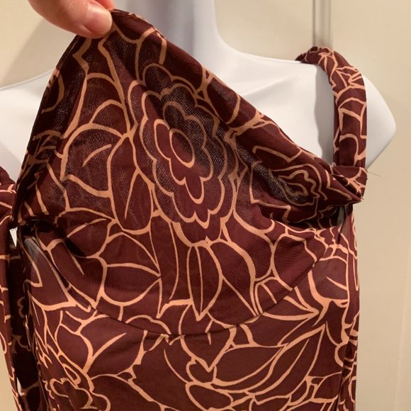 Vintage Anthropologie Odille Y2K Sheer Chiffon Floral Midi Dress, Size 6 - Picture 6 of 8